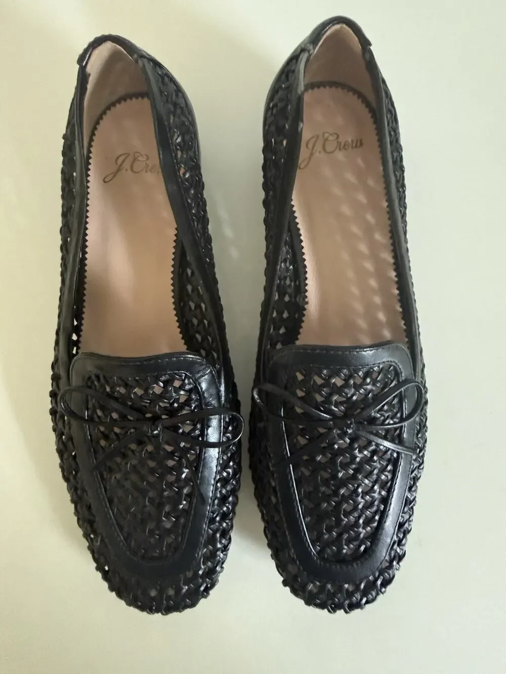 J. Crew Black Woven Loafers with Bow 7